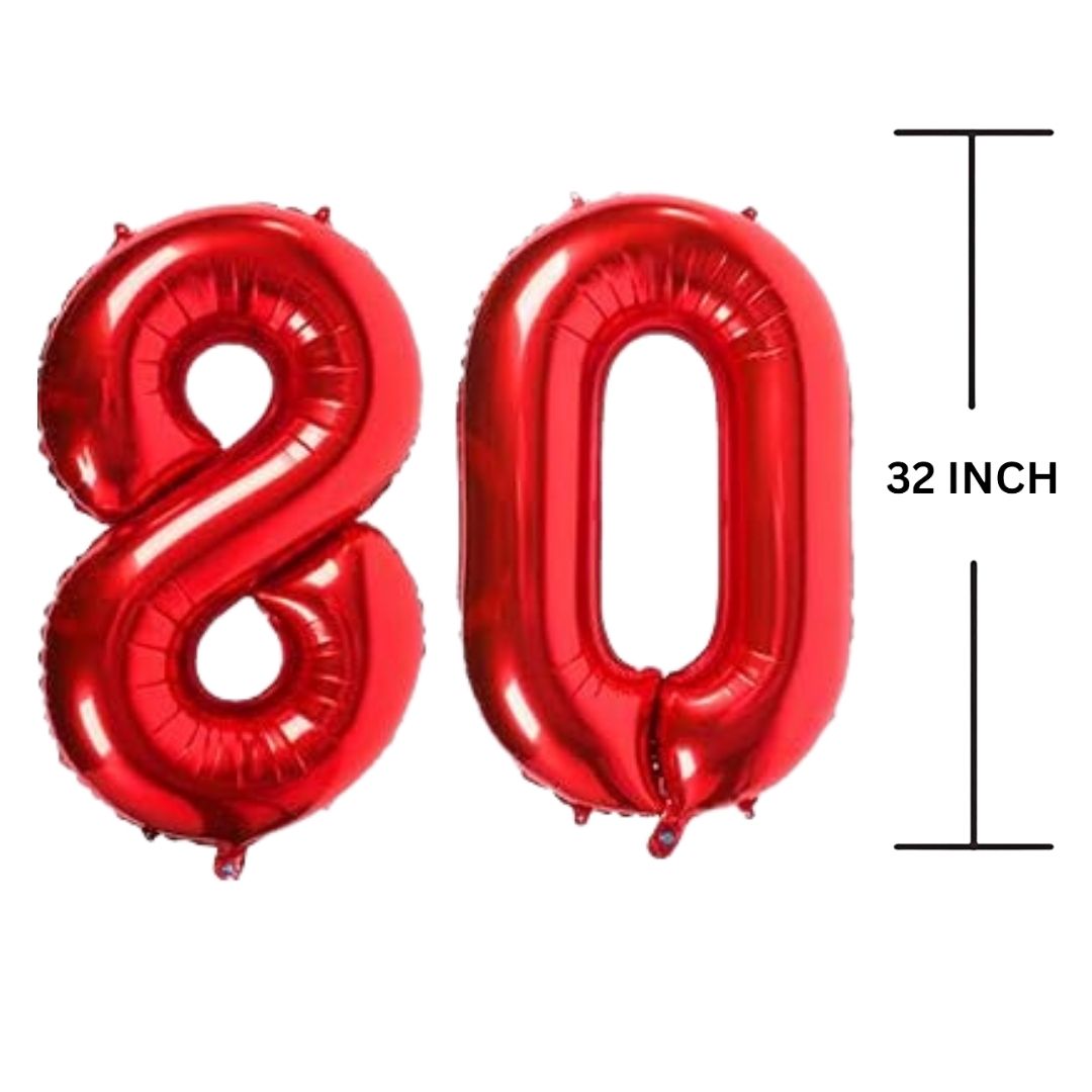 32 Inches RED Number Balloon Air or Helium Compactable Balloon for Party Decoration, Birthday, Anniversary