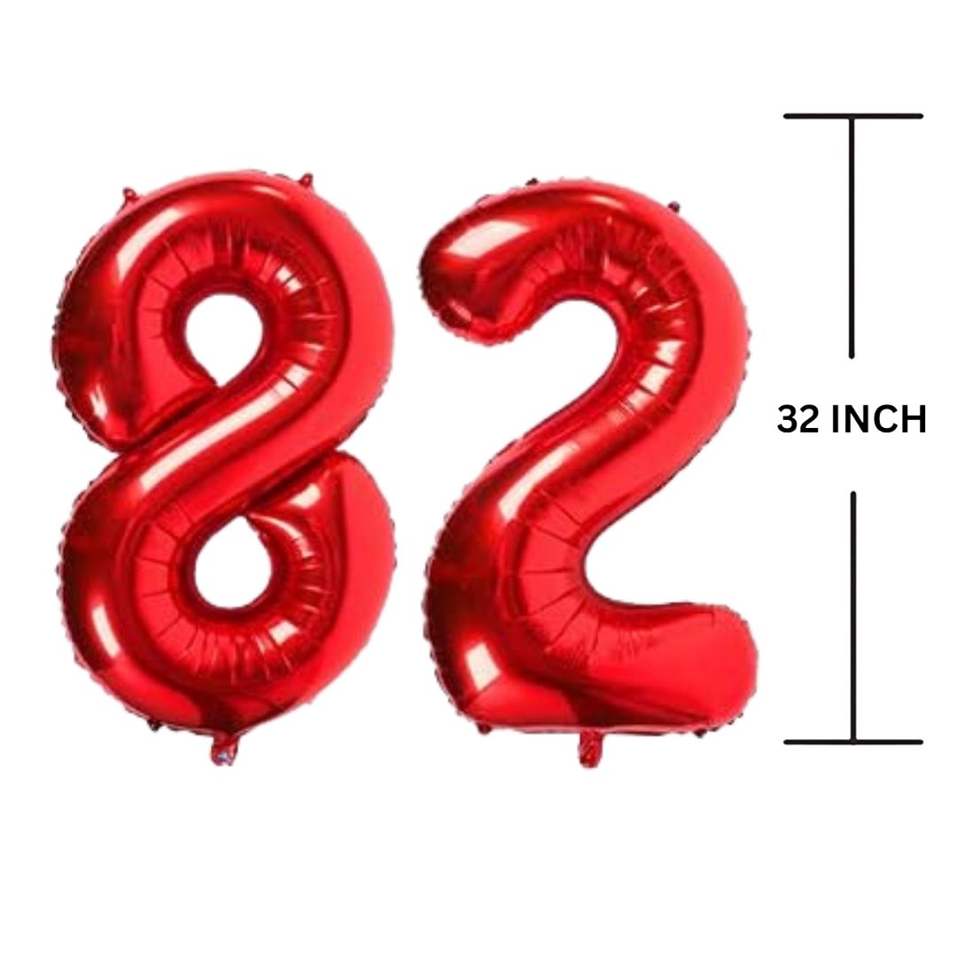 32 Inches RED Number Balloon Air or Helium Compactable Balloon for Party Decoration, Birthday, Anniversary