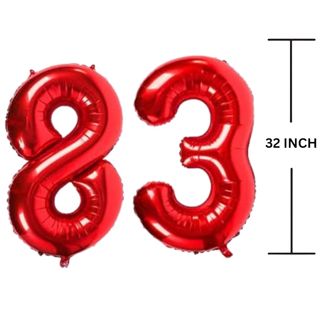 32 Inches RED Number Balloon Air or Helium Compactable Balloon for Party Decoration, Birthday, Anniversary