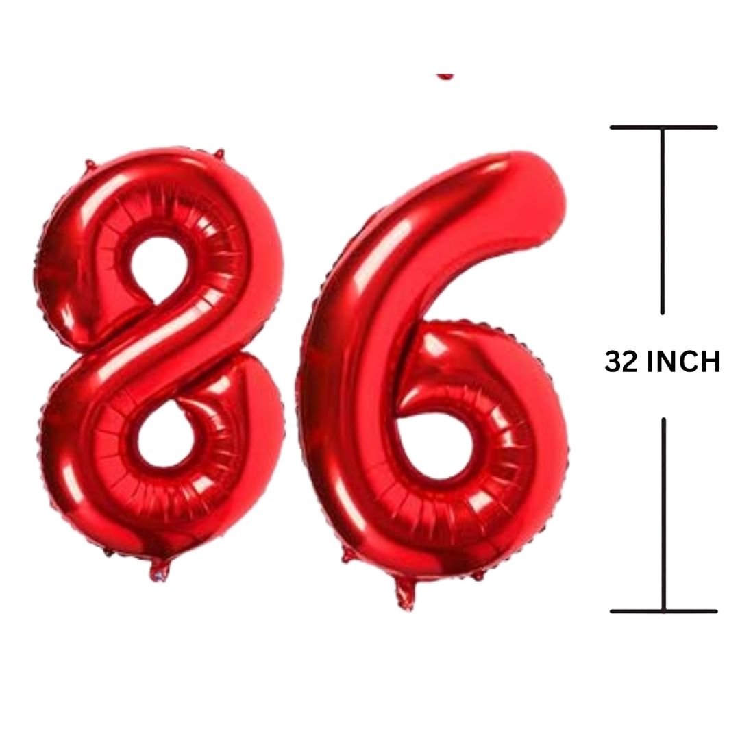 32 Inches RED Number Balloon Air or Helium Compactable Balloon for Party Decoration, Birthday, Anniversary