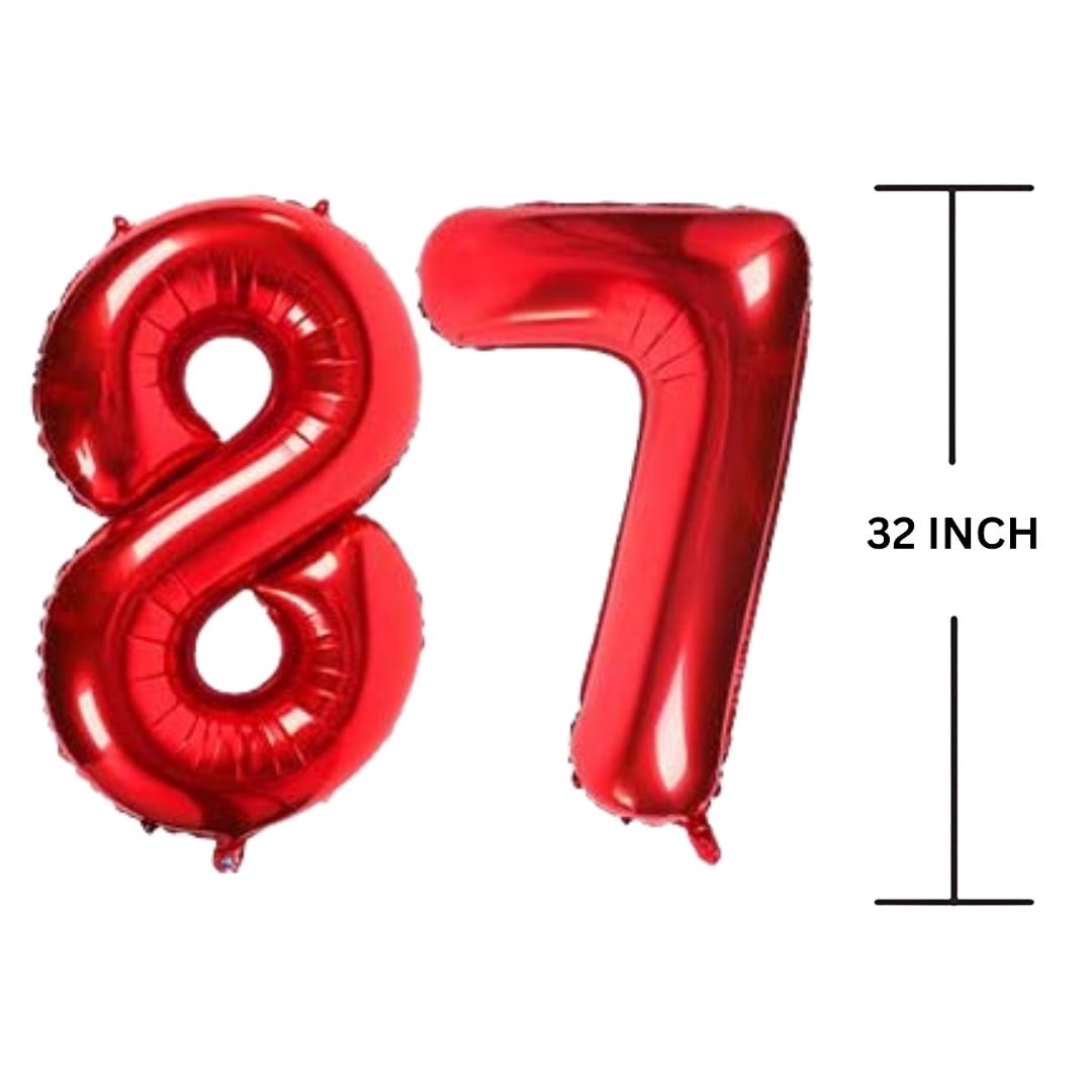 32 Inches RED Number Balloon Air or Helium Compactable Balloon for Party Decoration, Birthday, Anniversary