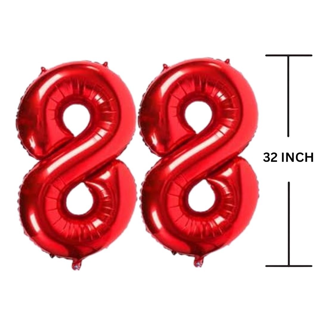 32 Inches RED Number Balloon Air or Helium Compactable Balloon for Party Decoration, Birthday, Anniversary