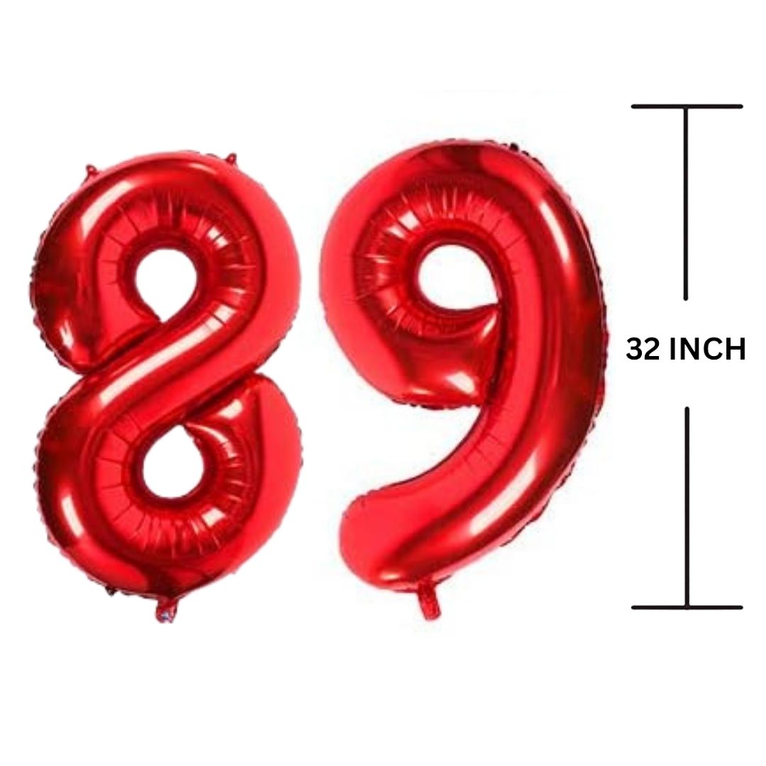 32 Inches RED Number Balloon Air or Helium Compactable Balloon for Party Decoration, Birthday, Anniversary