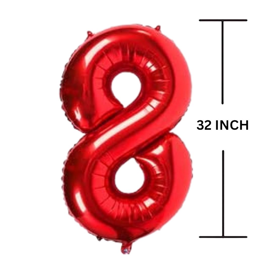 32 Inches RED Number Balloon Air or Helium Compactable Balloon for Party Decoration, Birthday, Anniversary