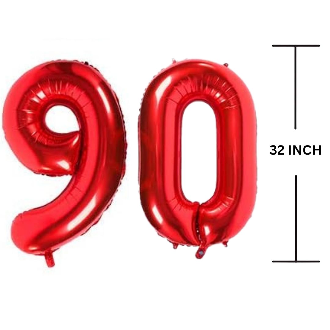 32 Inches RED Number Balloon Air or Helium Compactable Balloon for Party Decoration, Birthday, Anniversary