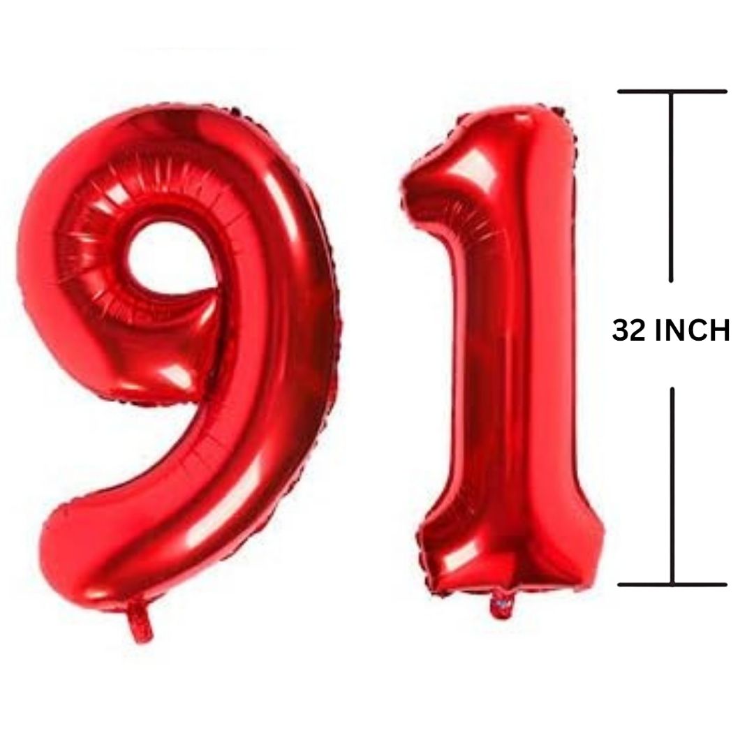 32 Inches RED Number Balloon Air or Helium Compactable Balloon for Party Decoration, Birthday, Anniversary