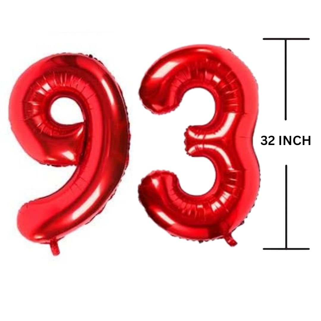 32 Inches RED Number Balloon Air or Helium Compactable Balloon for Party Decoration, Birthday, Anniversary