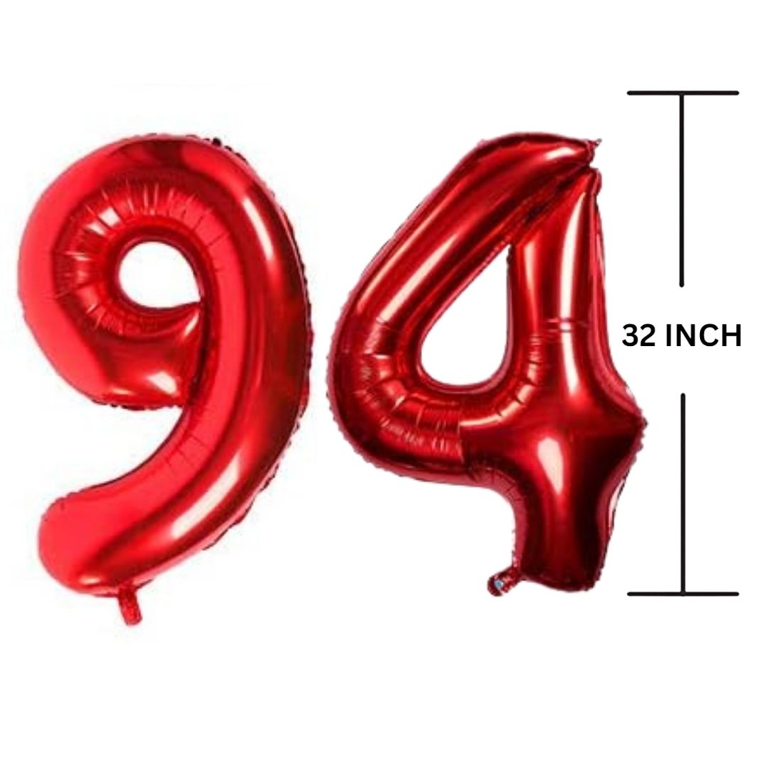 32 Inches RED Number Balloon Air or Helium Compactable Balloon for Party Decoration, Birthday, Anniversary