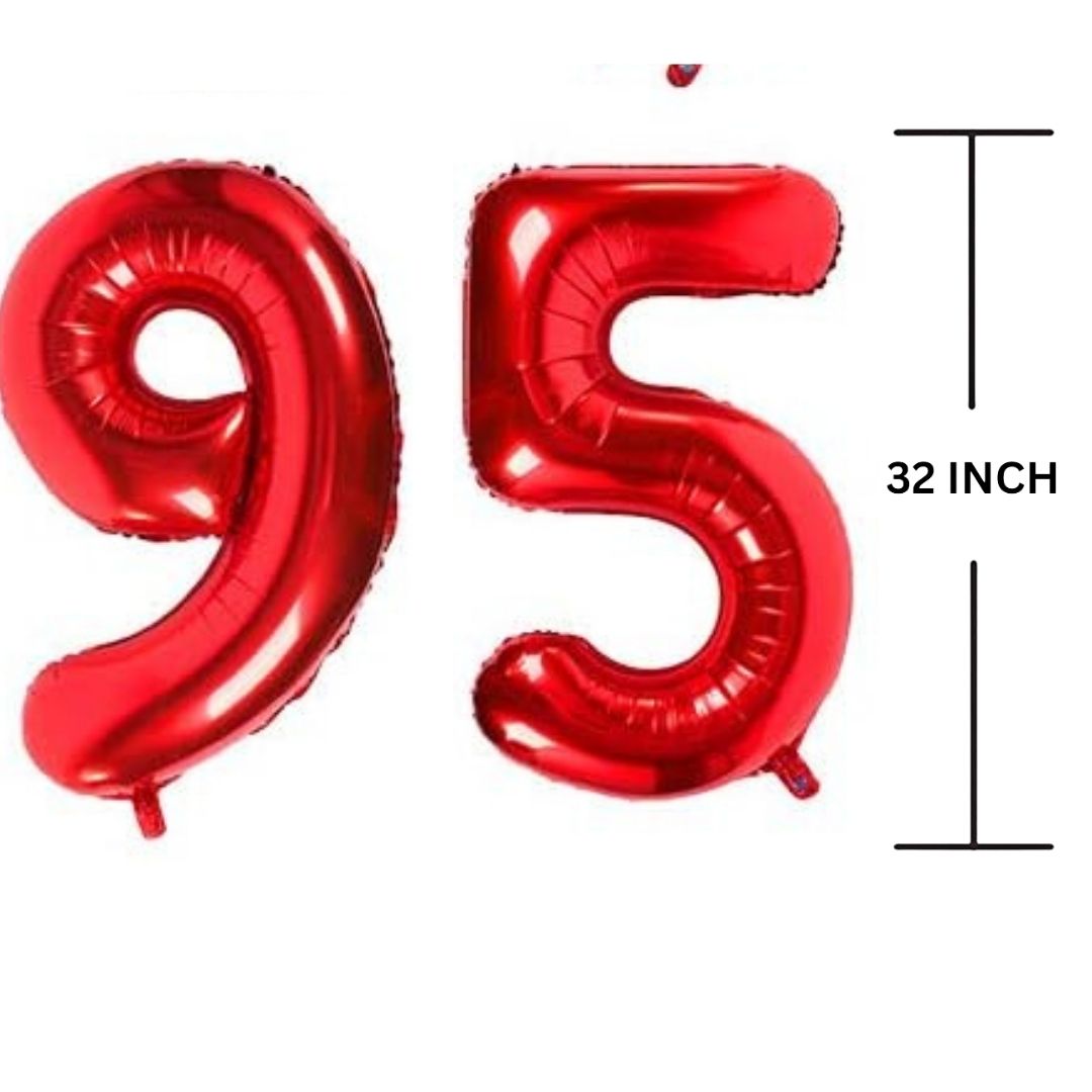 32 Inches RED Number Balloon Air or Helium Compactable Balloon for Party Decoration, Birthday, Anniversary