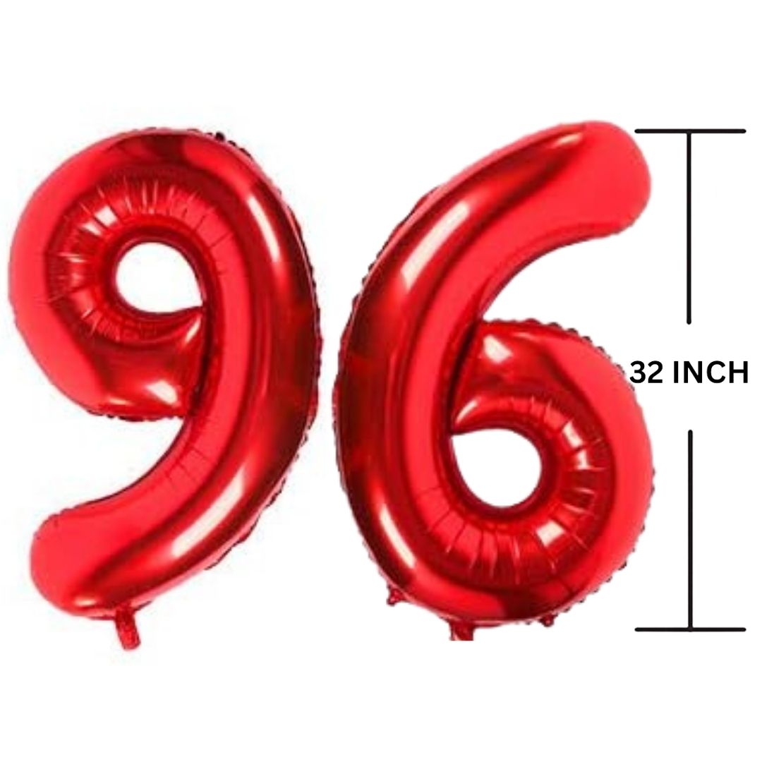 32 Inches RED Number Balloon Air or Helium Compactable Balloon for Party Decoration, Birthday, Anniversary