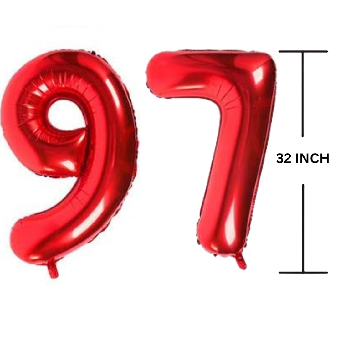 32 Inches RED Number Balloon Air or Helium Compactable Balloon for Party Decoration, Birthday, Anniversary