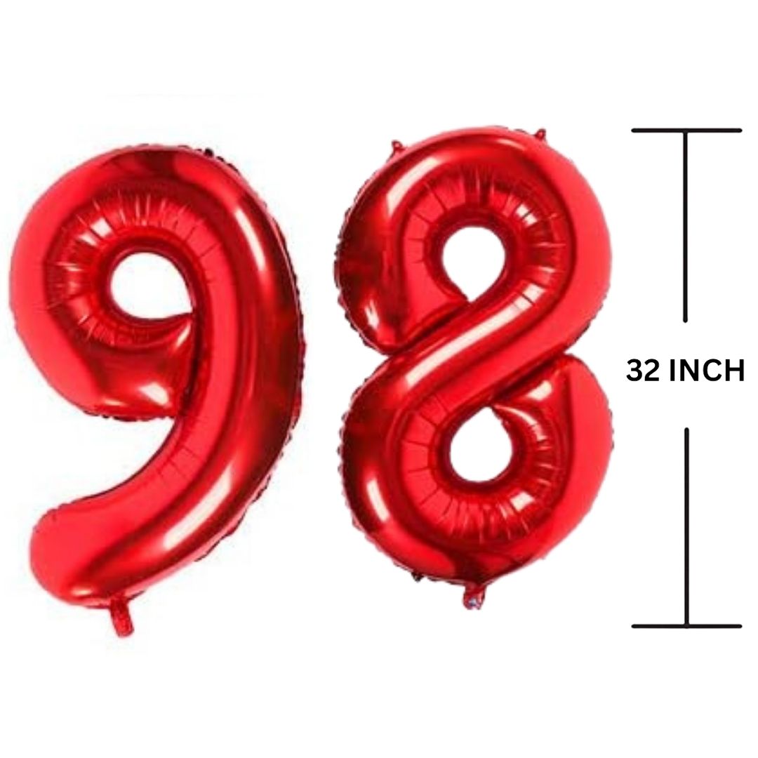 32 Inches RED Number Balloon Air or Helium Compactable Balloon for Party Decoration, Birthday, Anniversary