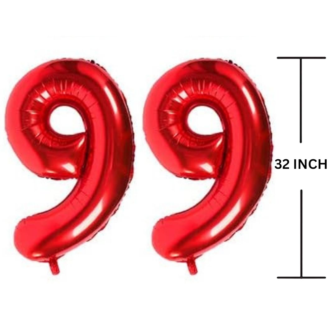 32 Inches RED Number Balloon Air or Helium Compactable Balloon for Party Decoration, Birthday, Anniversary