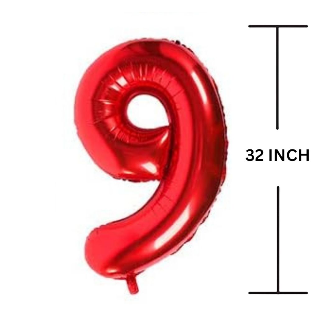 32 Inches RED Number Balloon Air or Helium Compactable Balloon for Party Decoration, Birthday, Anniversary