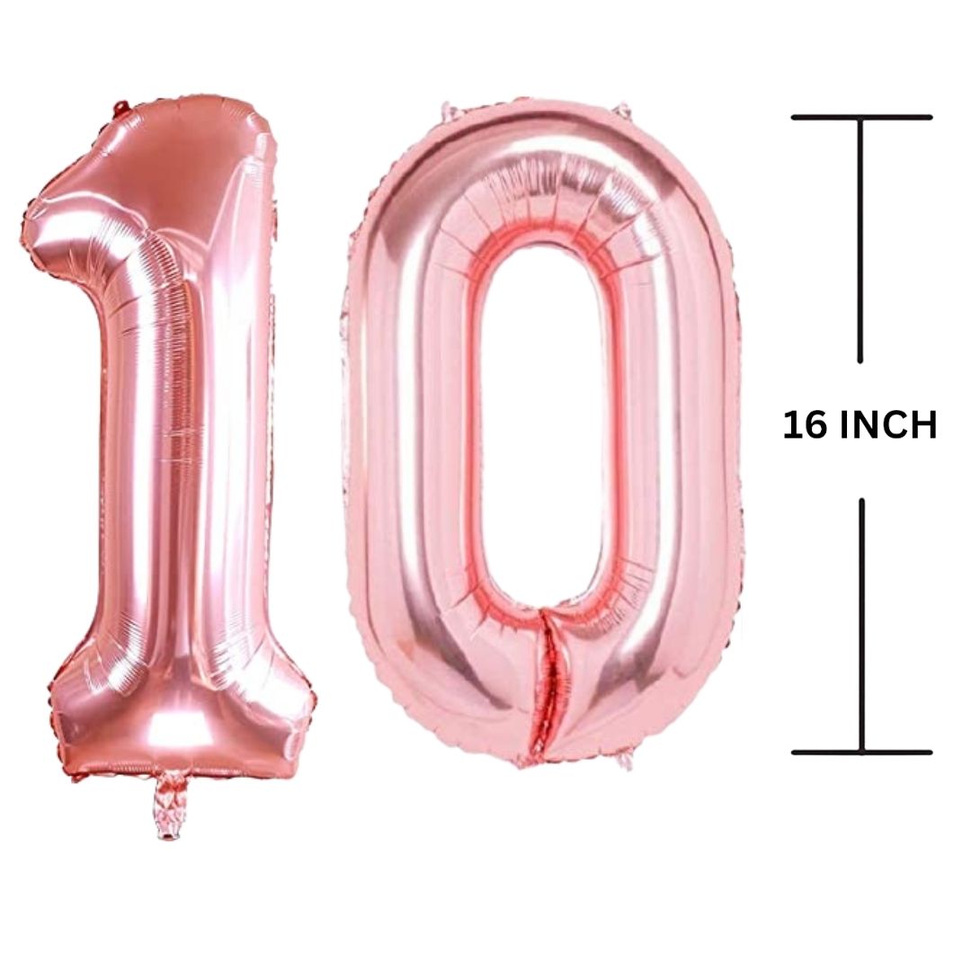 16 Inches ROSE GOLD Number Balloon Air or Helium Compactable Balloon for Party Decoration, Birthday, Anniversary