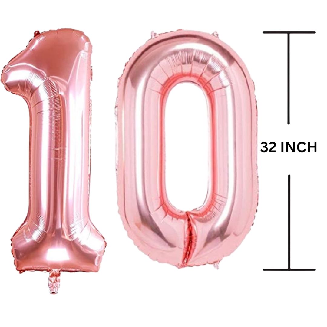 32 Inches ROSE GOLD Number Balloon Air or Helium Compactable Balloon for Party Decoration, Birthday, Anniversary