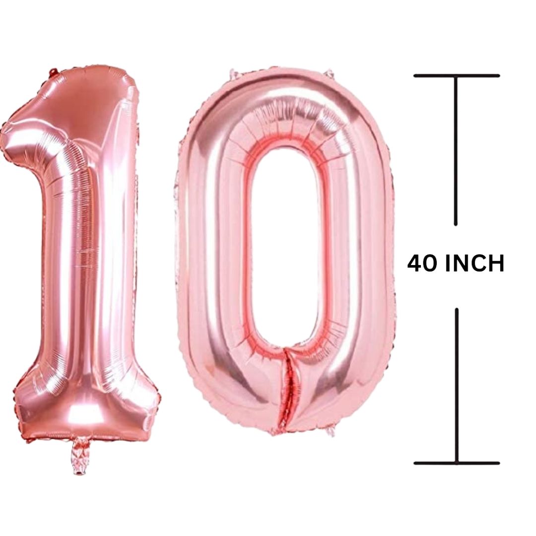 40 Inches ROSE GOLD Number Balloon Air or Helium Compactable Balloon for Party Decoration, Birthday, Anniversary