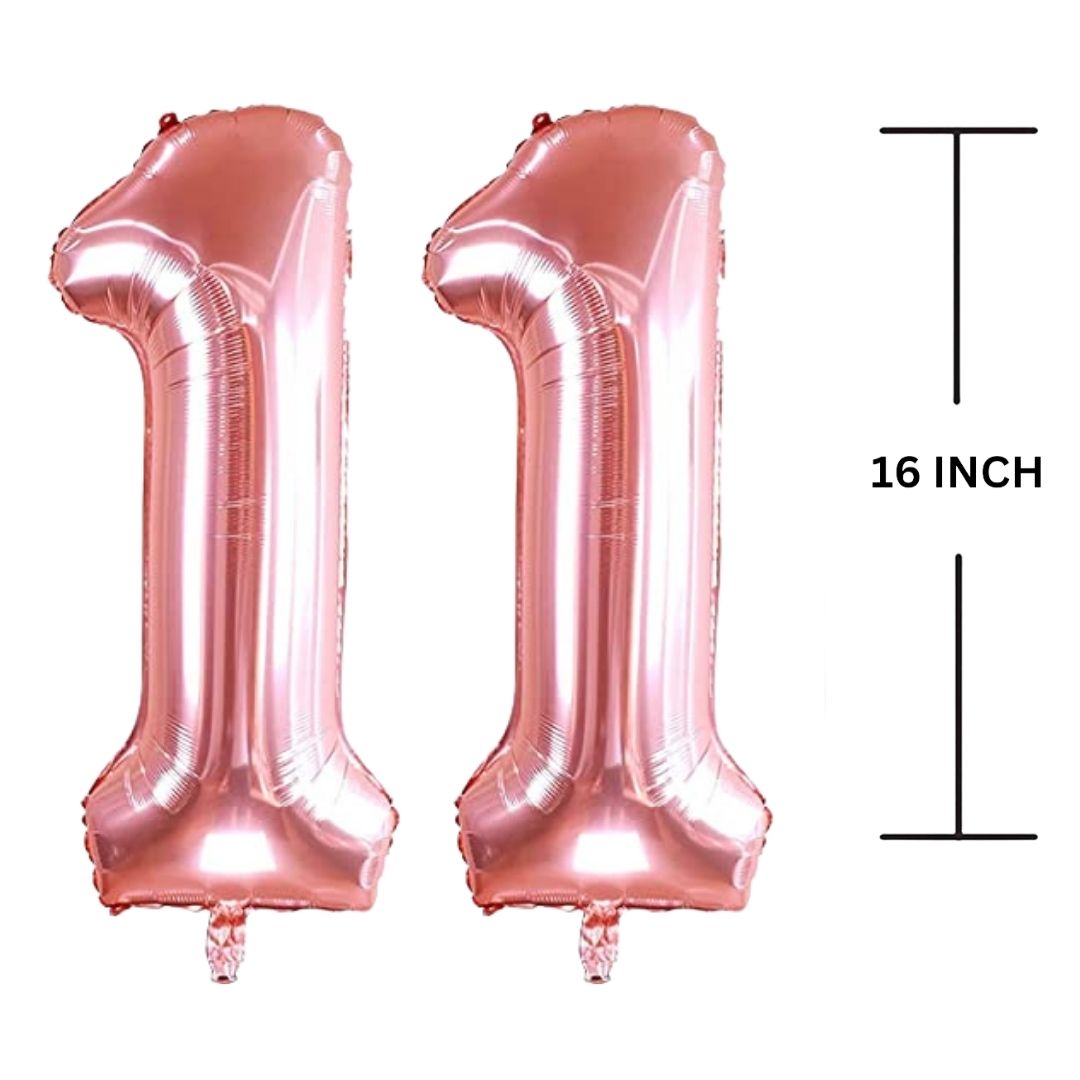 16 Inches ROSE GOLD Number Balloon Air or Helium Compactable Balloon for Party Decoration, Birthday, Anniversary