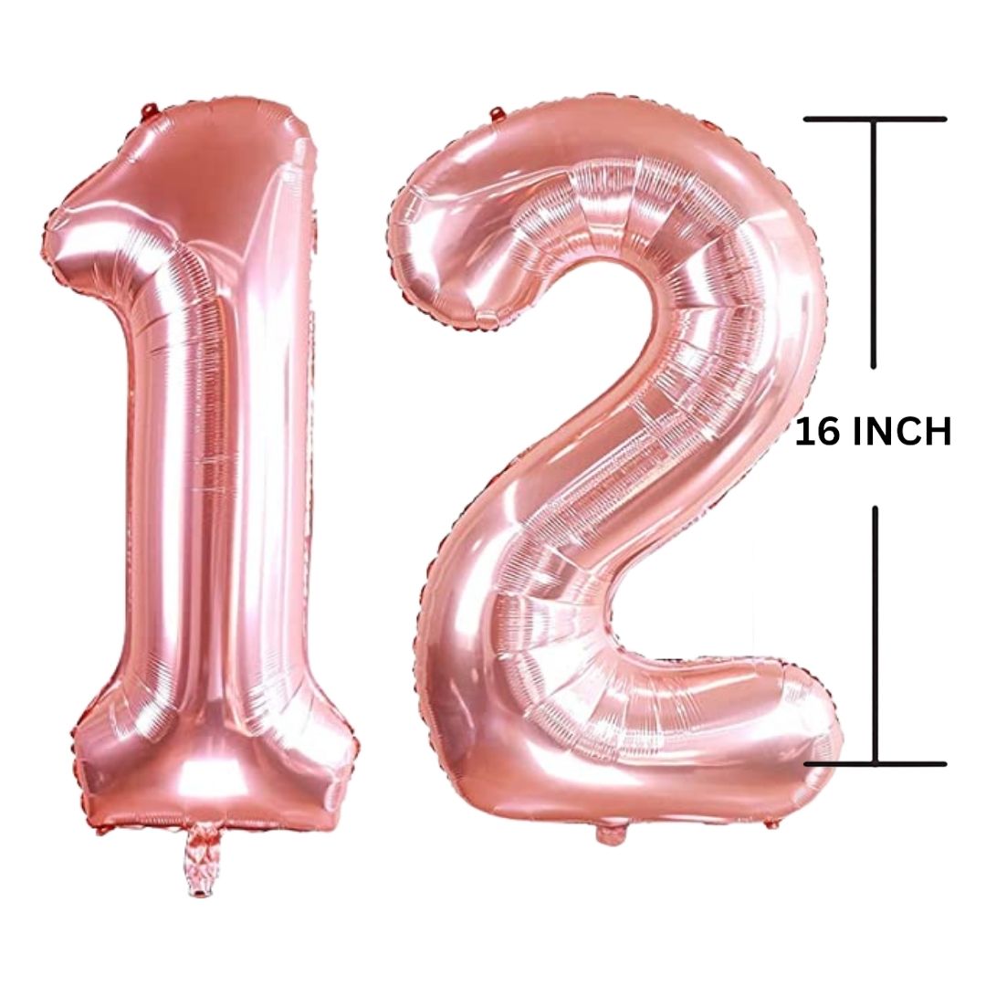 16 Inches ROSE GOLD Number Balloon Air or Helium Compactable Balloon for Party Decoration, Birthday, Anniversary