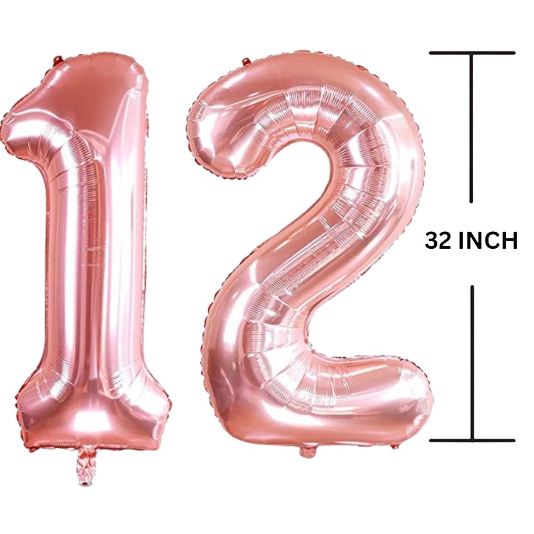 32 Inches ROSE GOLD Number Balloon Air or Helium Compactable Balloon for Party Decoration, Birthday, Anniversary