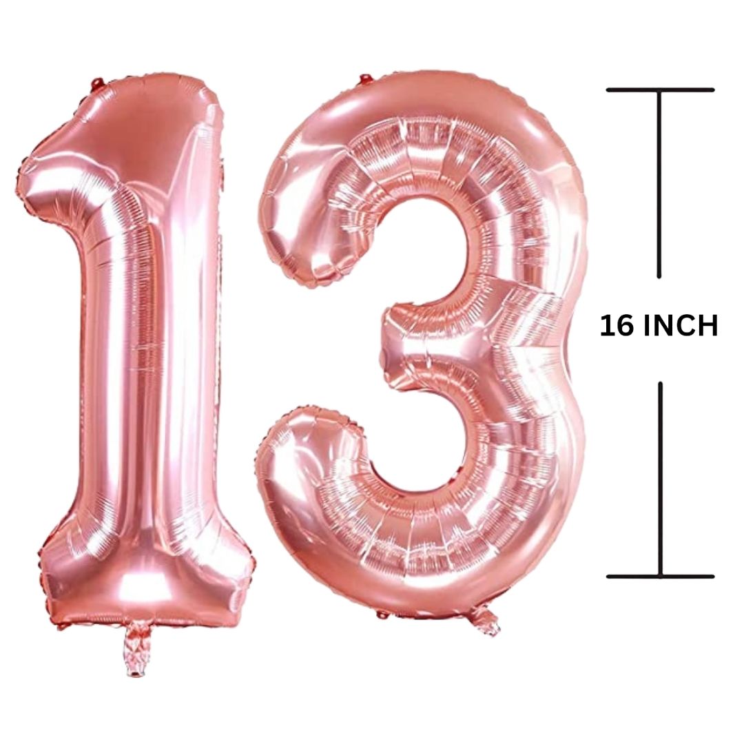 16 Inches ROSE GOLD Number Balloon Air or Helium Compactable Balloon for Party Decoration, Birthday, Anniversary