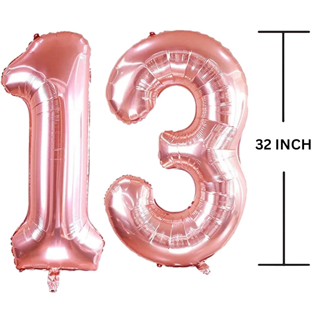 32 Inches ROSE GOLD Number Balloon Air or Helium Compactable Balloon for Party Decoration, Birthday, Anniversary