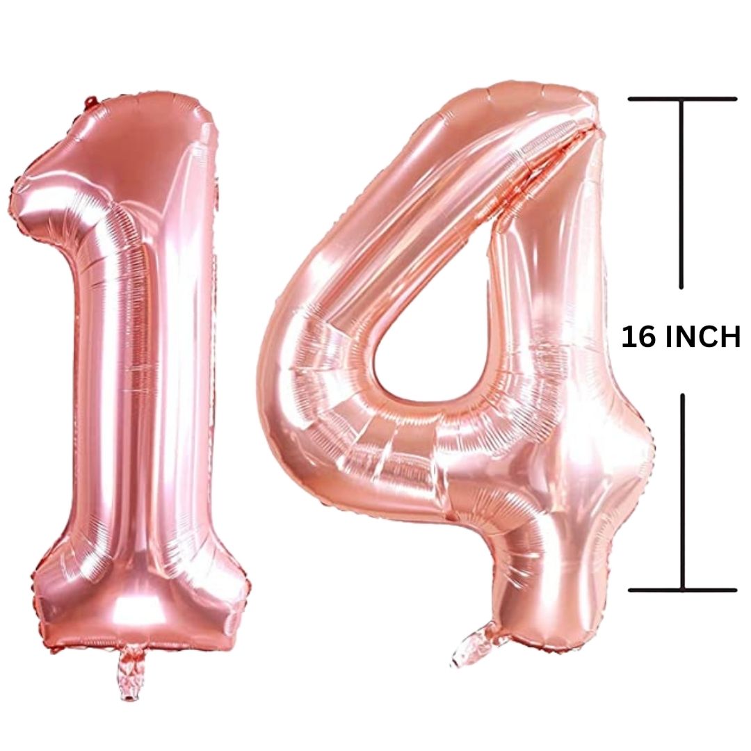 16 Inches ROSE GOLD Number Balloon Air or Helium Compactable Balloon for Party Decoration, Birthday, Anniversary