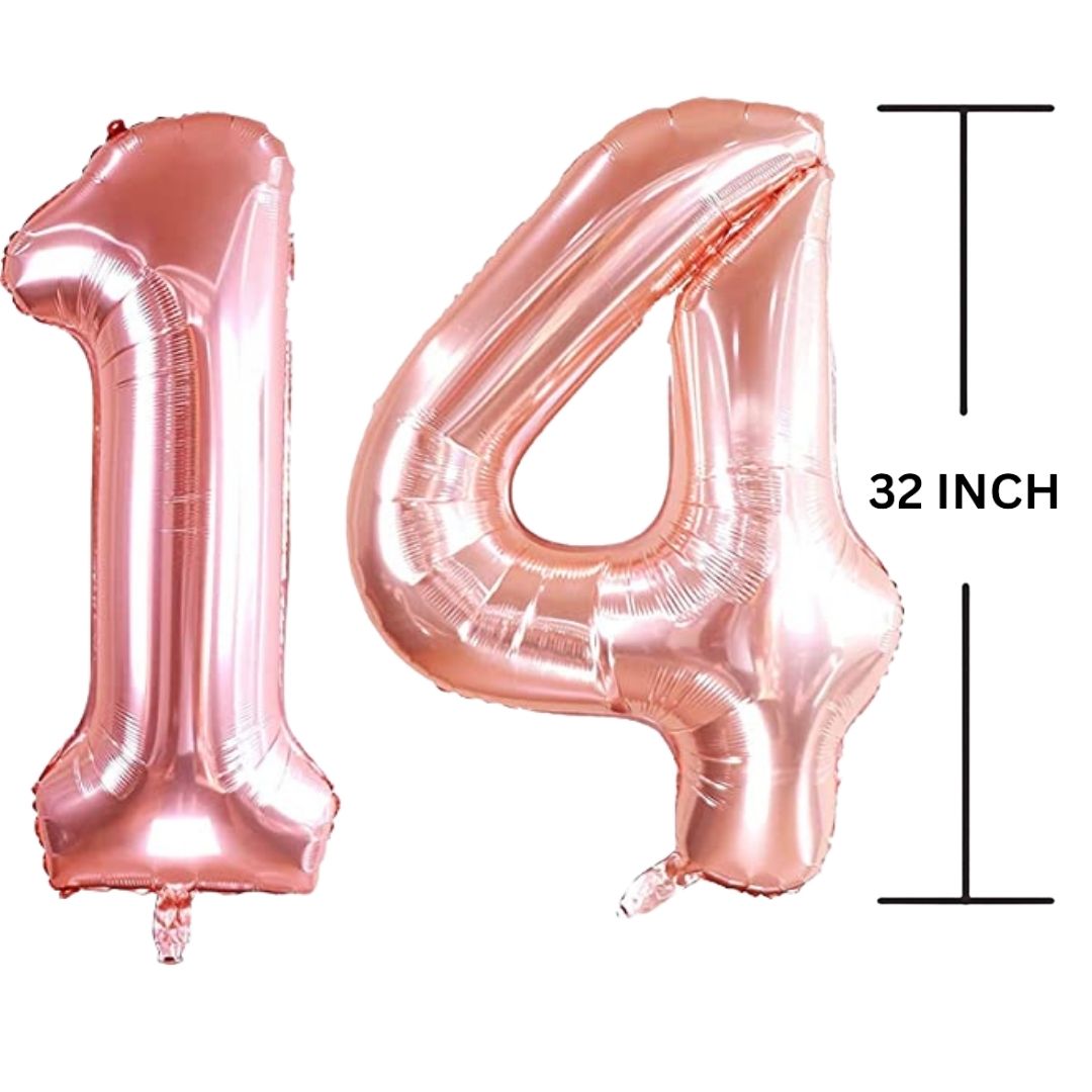 32 Inches ROSE GOLD Number Balloon Air or Helium Compactable Balloon for Party Decoration, Birthday, Anniversary