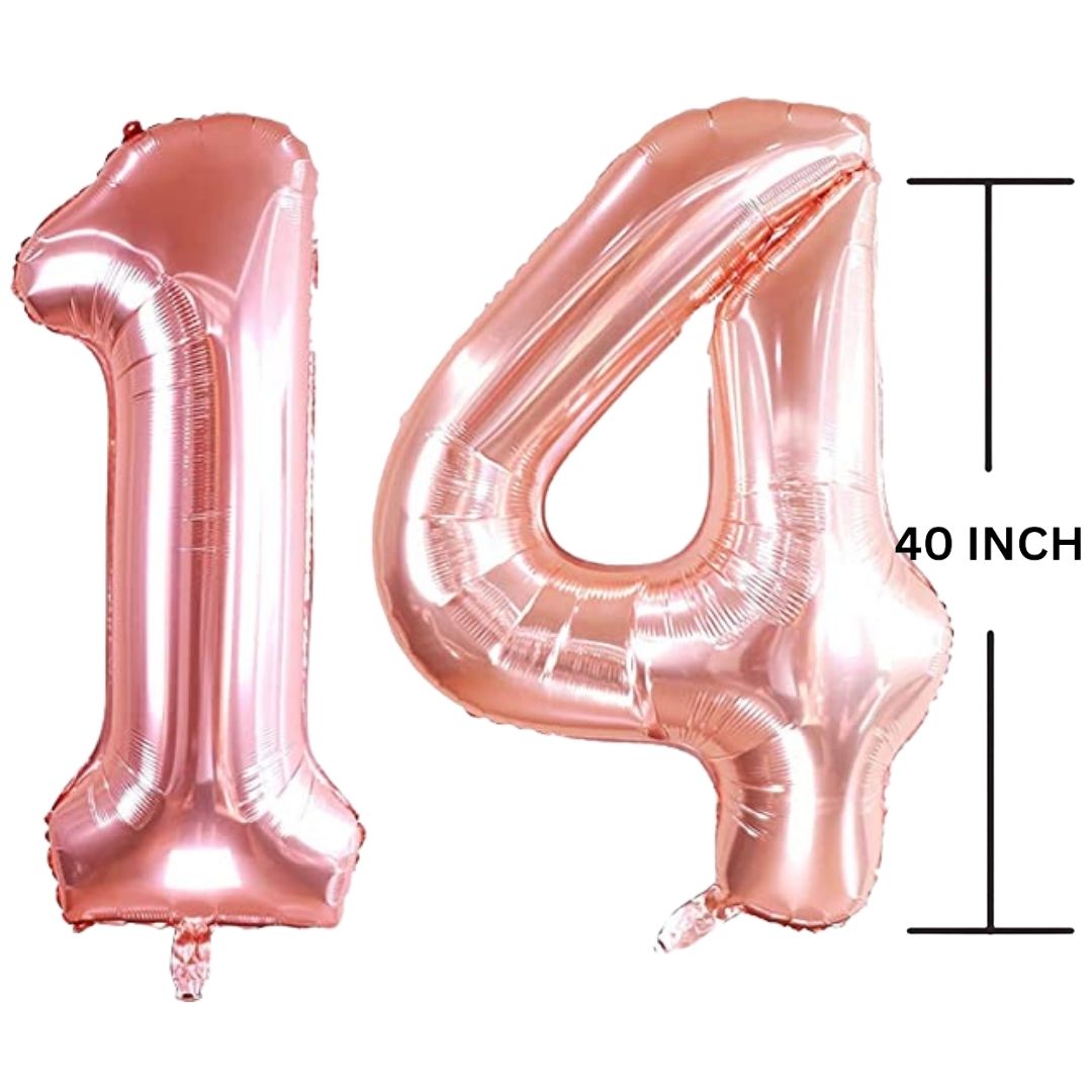 40 Inches ROSE GOLD Number Balloon Air or Helium Compactable Balloon for Party Decoration, Birthday, Anniversary