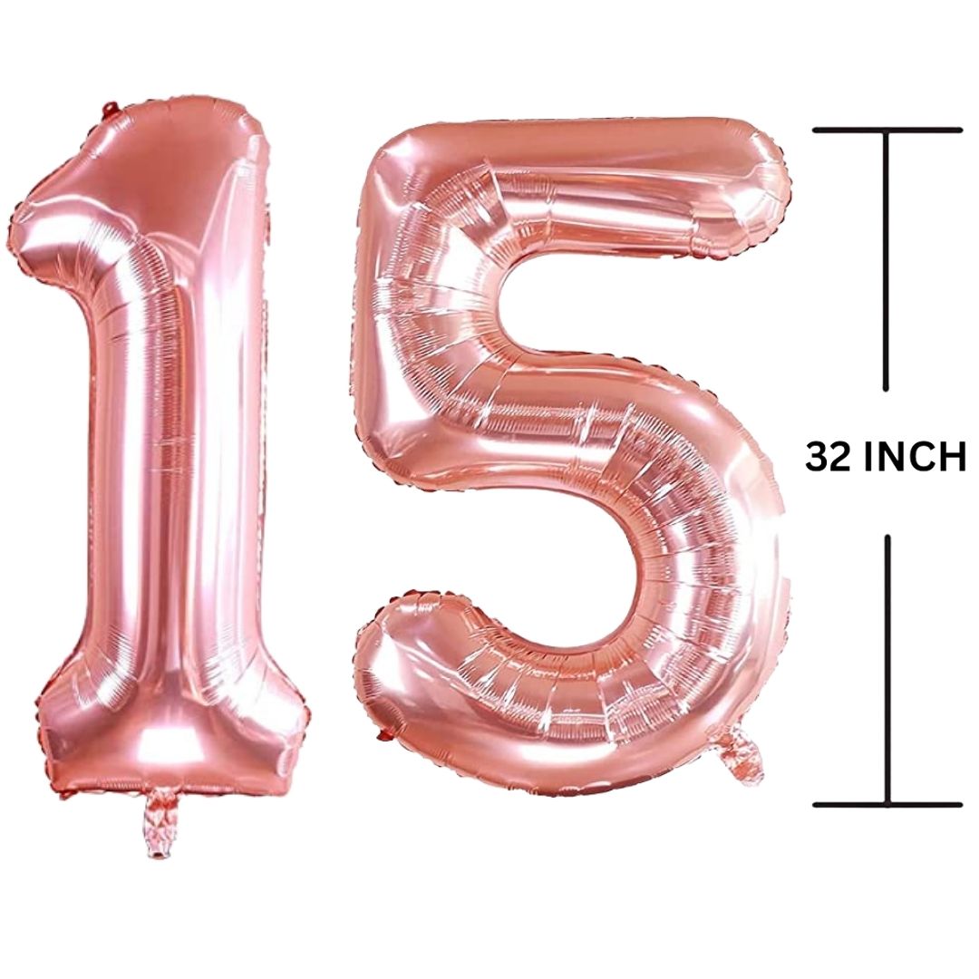 32 Inches ROSE GOLD Number Balloon Air or Helium Compactable Balloon for Party Decoration, Birthday, Anniversary