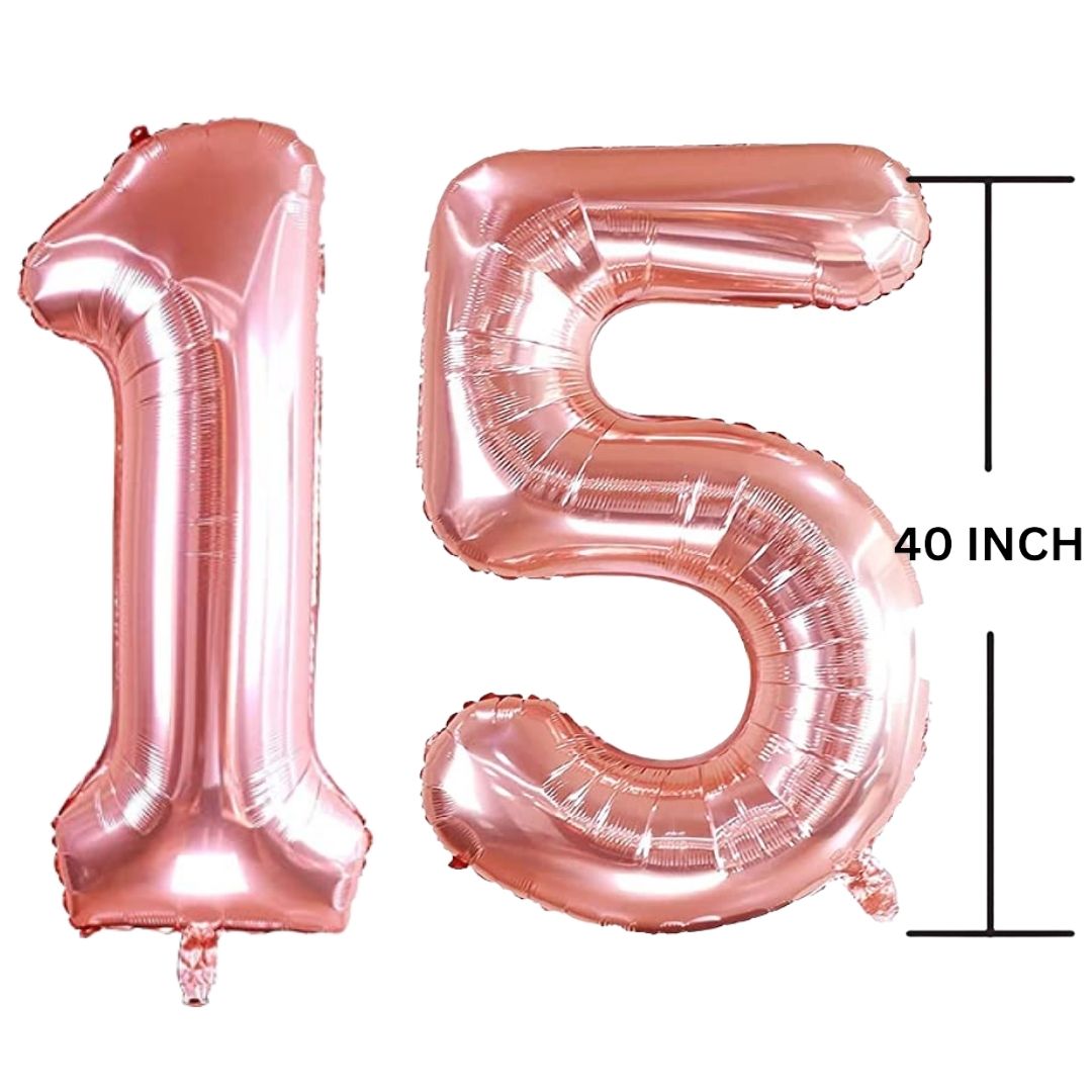 40 Inches ROSE GOLD Number Balloon Air or Helium Compactable Balloon for Party Decoration, Birthday, Anniversary