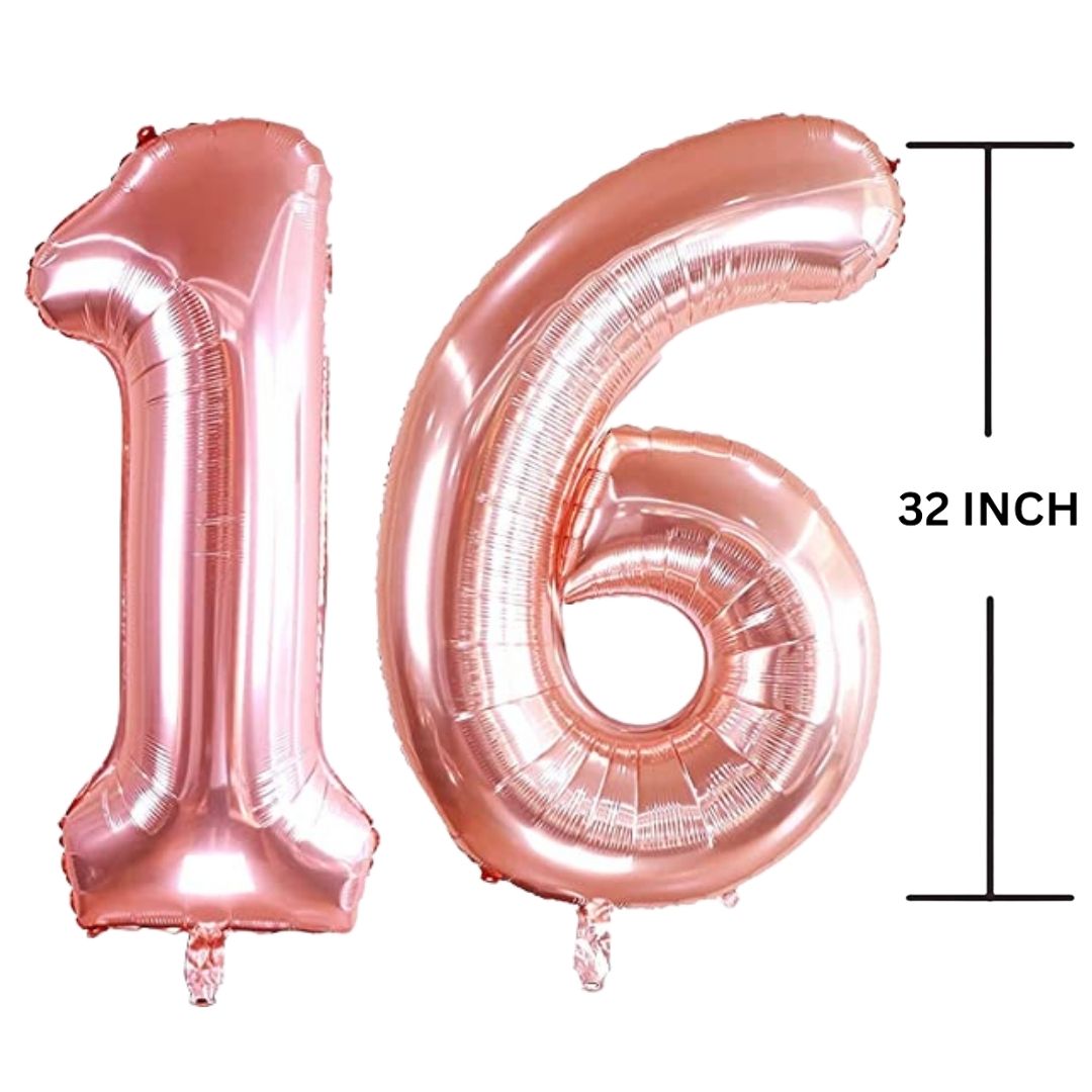 32 Inches ROSE GOLD Number Balloon Air or Helium Compactable Balloon for Party Decoration, Birthday, Anniversary