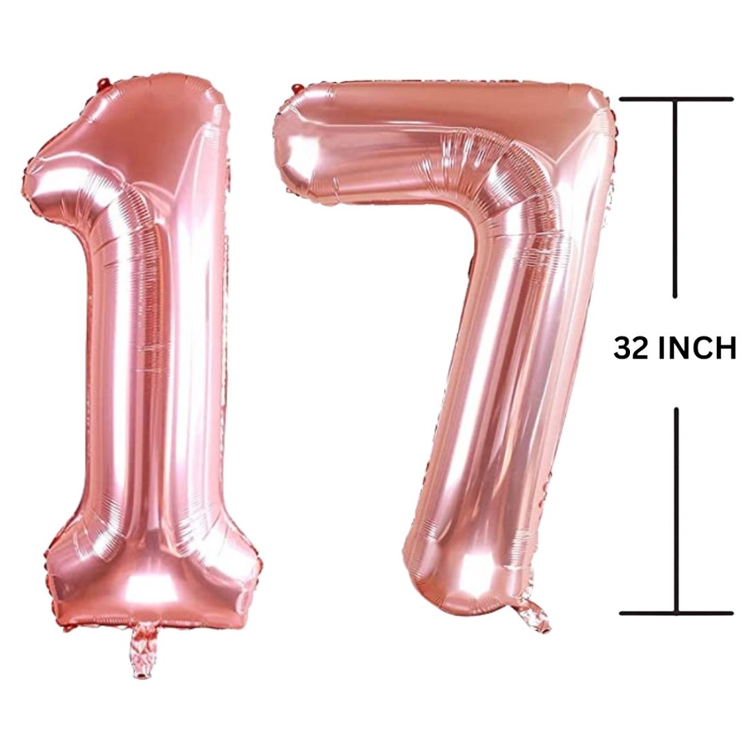 32 Inches ROSE GOLD Number Balloon Air or Helium Compactable Balloon for Party Decoration, Birthday, Anniversary