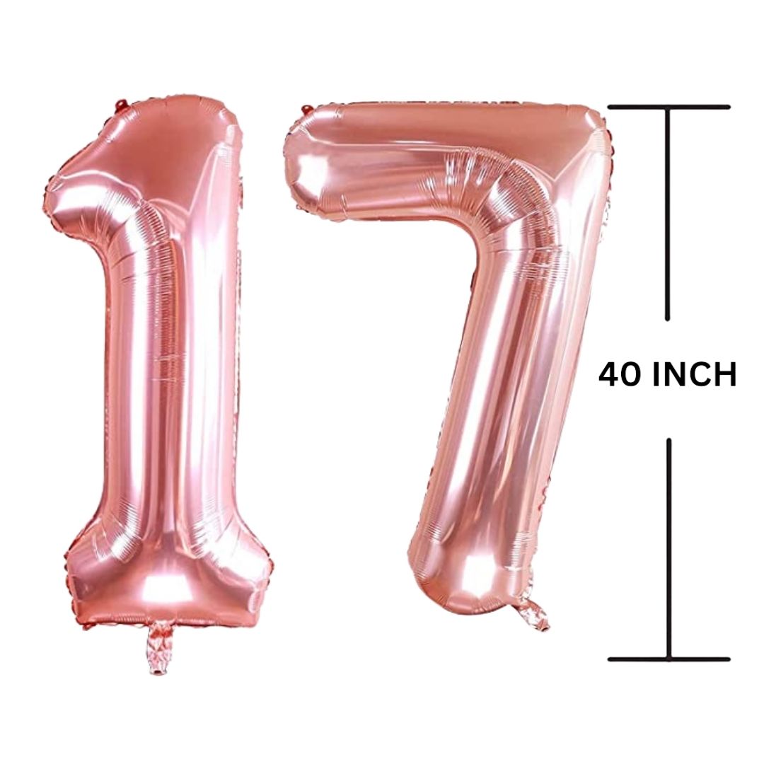 40 Inches ROSE GOLD Number Balloon Air or Helium Compactable Balloon for Party Decoration, Birthday, Anniversary