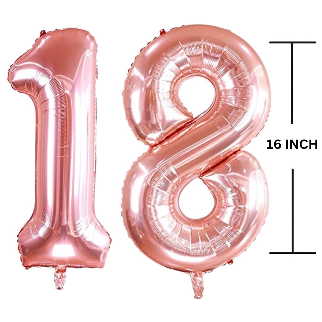 16 Inches ROSE GOLD Number Balloon Air or Helium Compactable Balloon for Party Decoration, Birthday, Anniversary