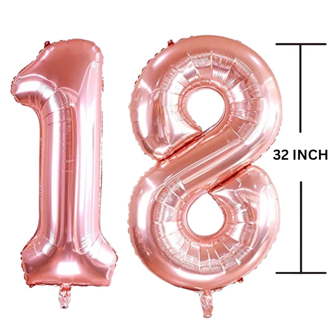 32 Inches ROSE GOLD Number Balloon Air or Helium Compactable Balloon for Party Decoration, Birthday, Anniversary