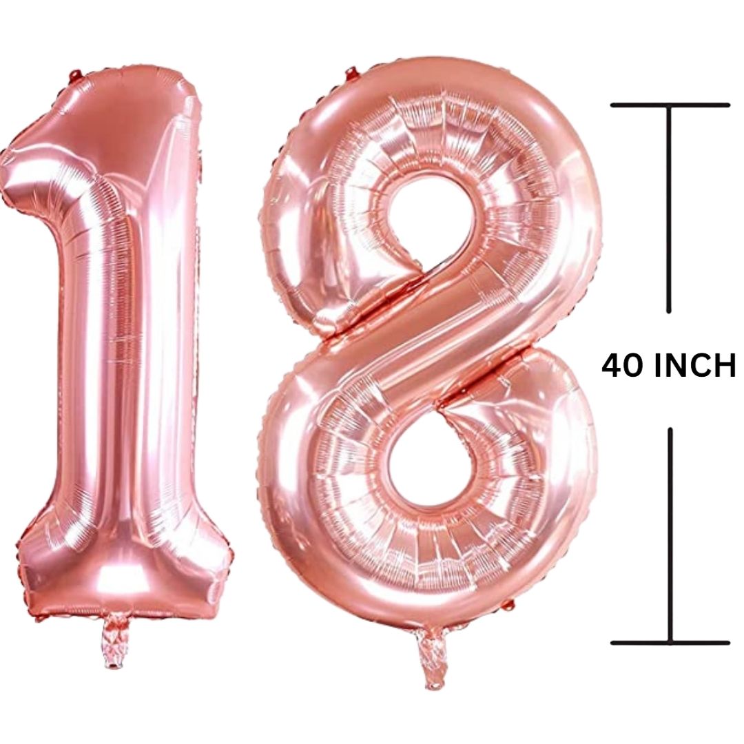 40 Inches ROSE GOLD Number Balloon Air or Helium Compactable Balloon for Party Decoration, Birthday, Anniversary