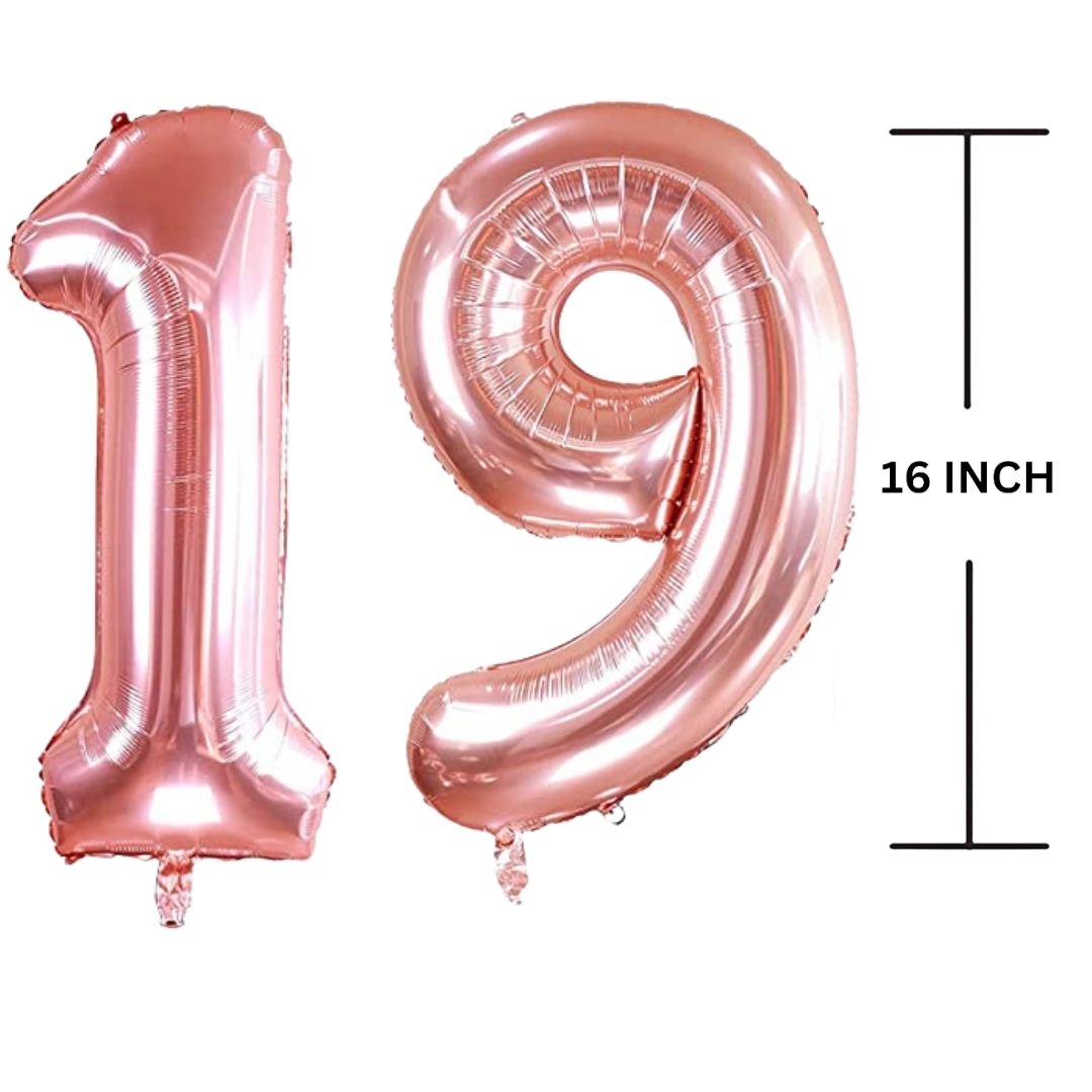 16 Inches ROSE GOLD Number Balloon Air or Helium Compactable Balloon for Party Decoration, Birthday, Anniversary