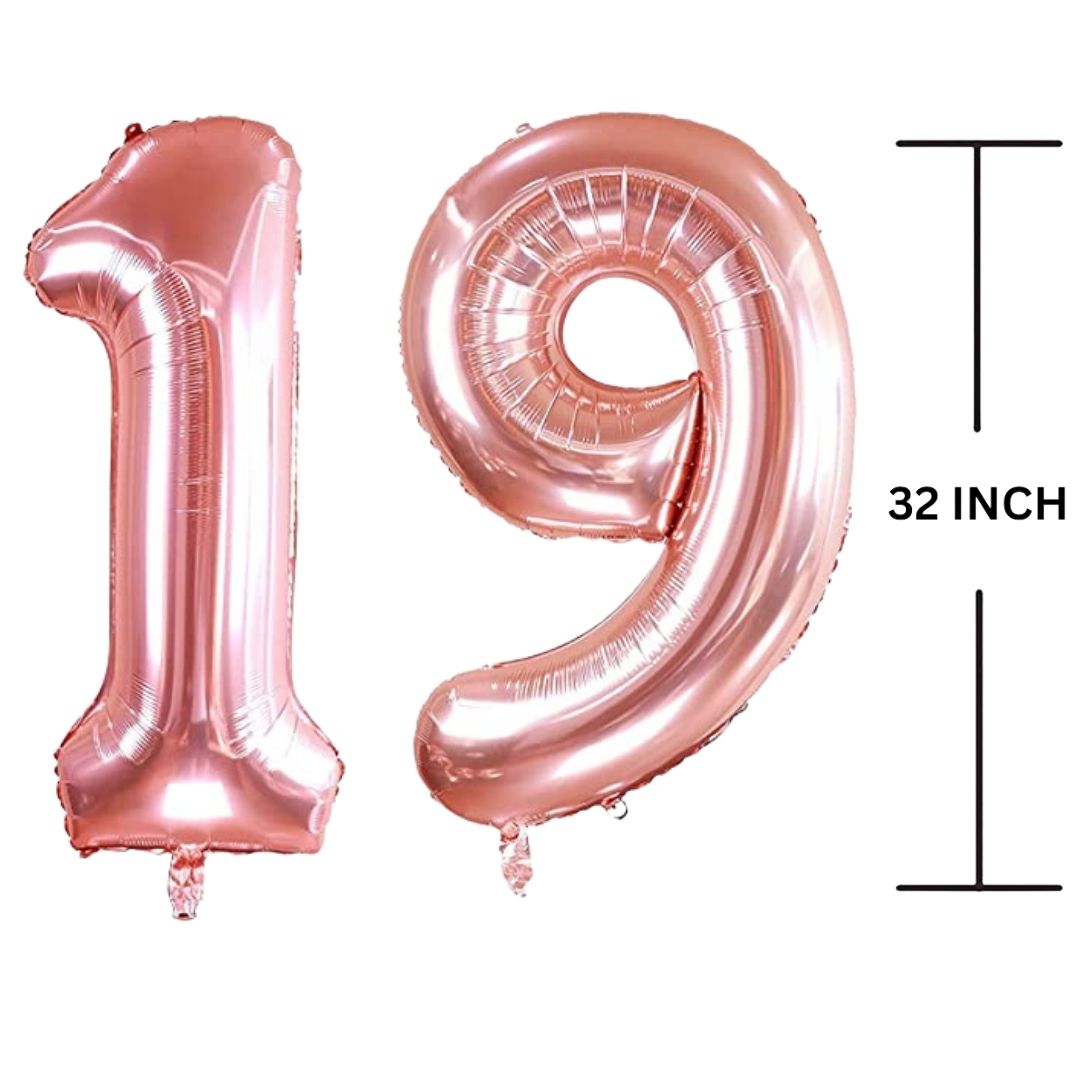 32 Inches ROSE GOLD Number Balloon Air or Helium Compactable Balloon for Party Decoration, Birthday, Anniversary