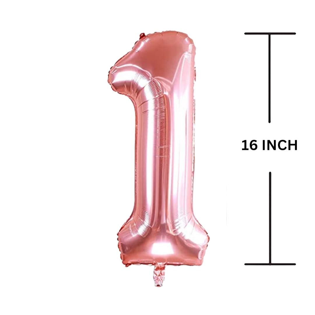 16 Inches ROSE GOLD Number Balloon Air or Helium Compactable Balloon for Party Decoration, Birthday, Anniversary