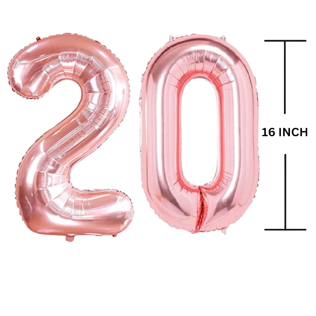 16 Inches ROSE GOLD Number Balloon Air or Helium Compactable Balloon for Party Decoration, Birthday, Anniversary