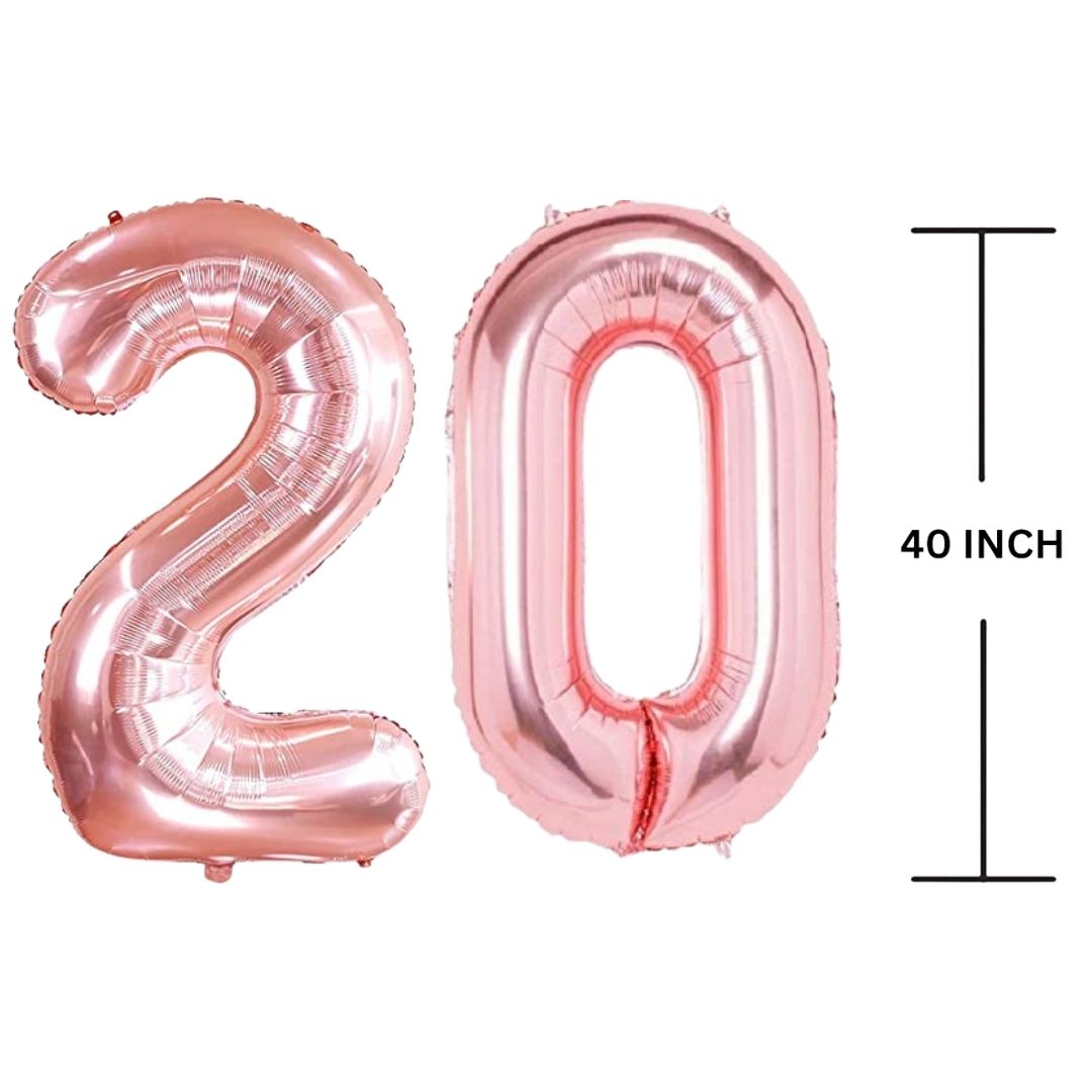 40 Inches ROSE GOLD Number Balloon Air or Helium Compactable Balloon for Party Decoration, Birthday, Anniversary