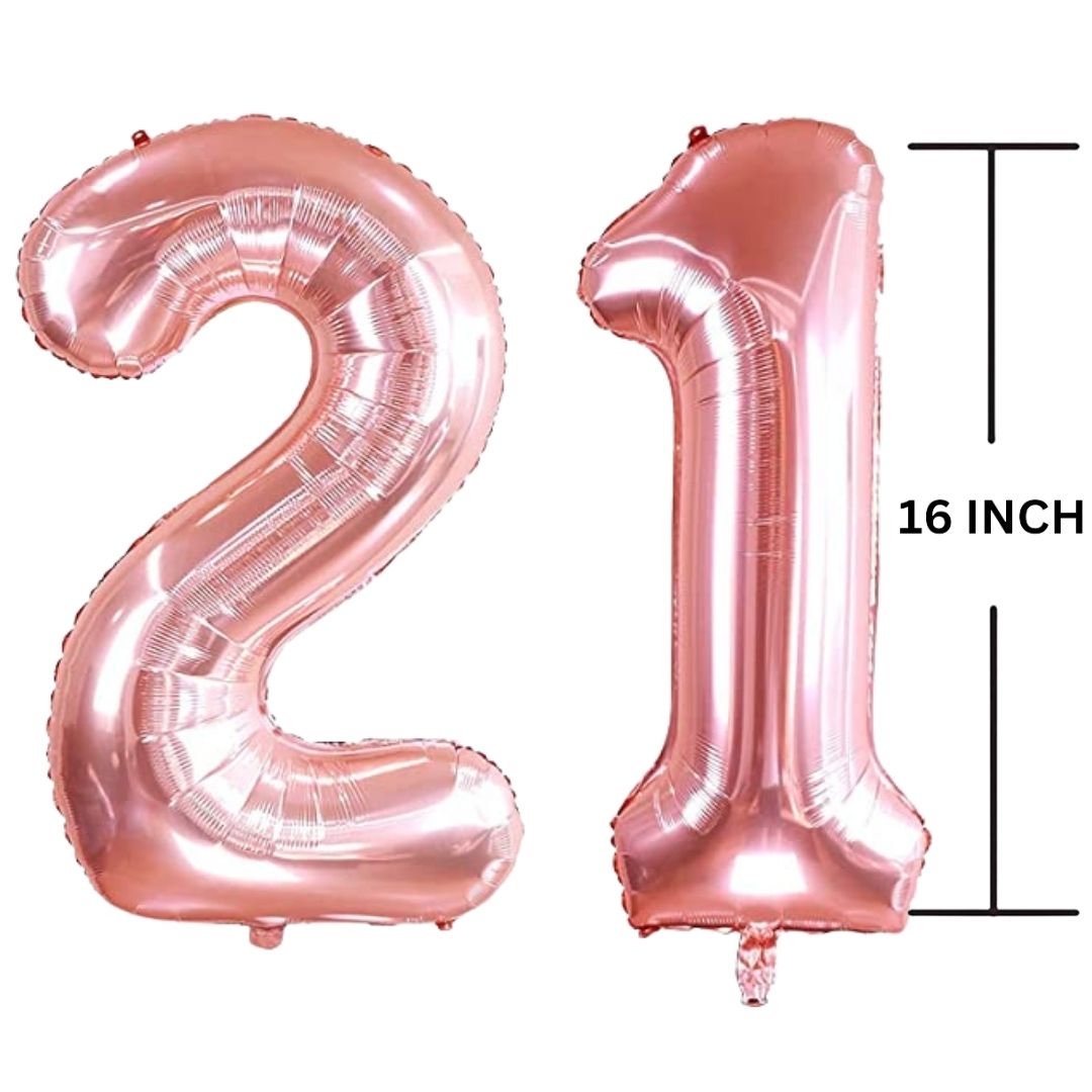 16 Inches ROSE GOLD Number Balloon Air or Helium Compactable Balloon for Party Decoration, Birthday, Anniversary