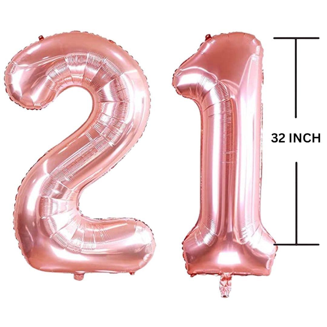 32 Inches ROSE GOLD Number Balloon Air or Helium Compactable Balloon for Party Decoration, Birthday, Anniversary