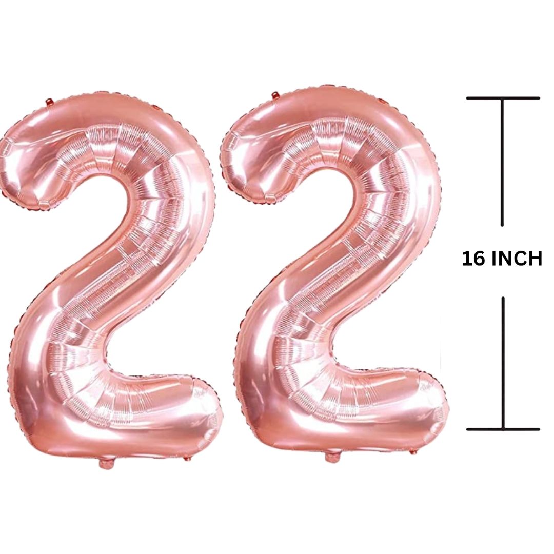 16 Inches ROSE GOLD Number Balloon Air or Helium Compactable Balloon for Party Decoration, Birthday, Anniversary