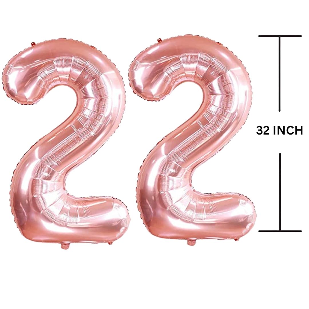 32 Inches ROSE GOLD Number Balloon Air or Helium Compactable Balloon for Party Decoration, Birthday, Anniversary