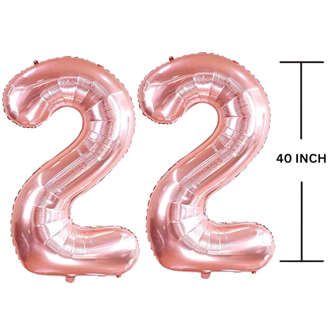 40 Inches ROSE GOLD Number Balloon Air or Helium Compactable Balloon for Party Decoration, Birthday, Anniversary