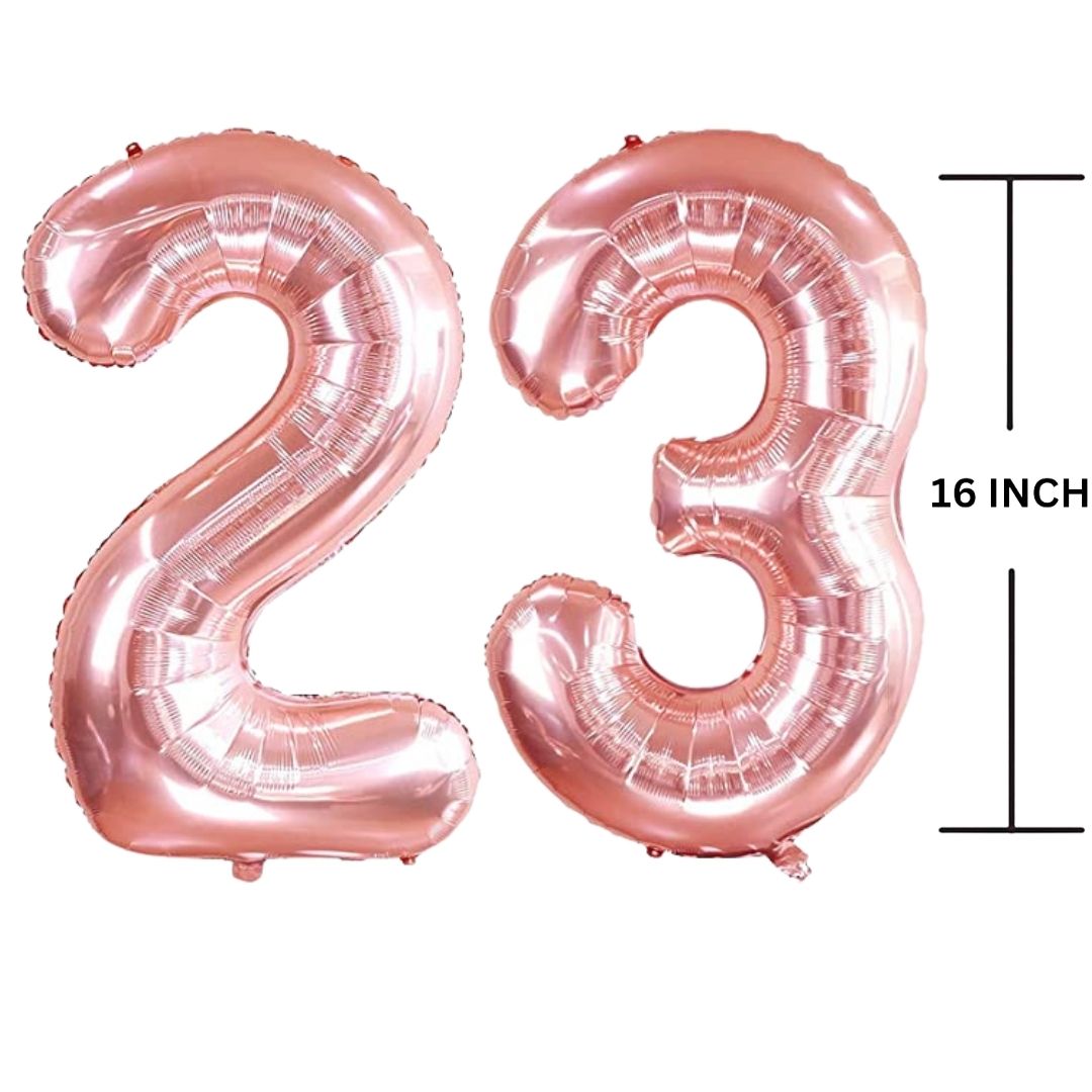 16 Inches ROSE GOLD Number Balloon Air or Helium Compactable Balloon for Party Decoration, Birthday, Anniversary