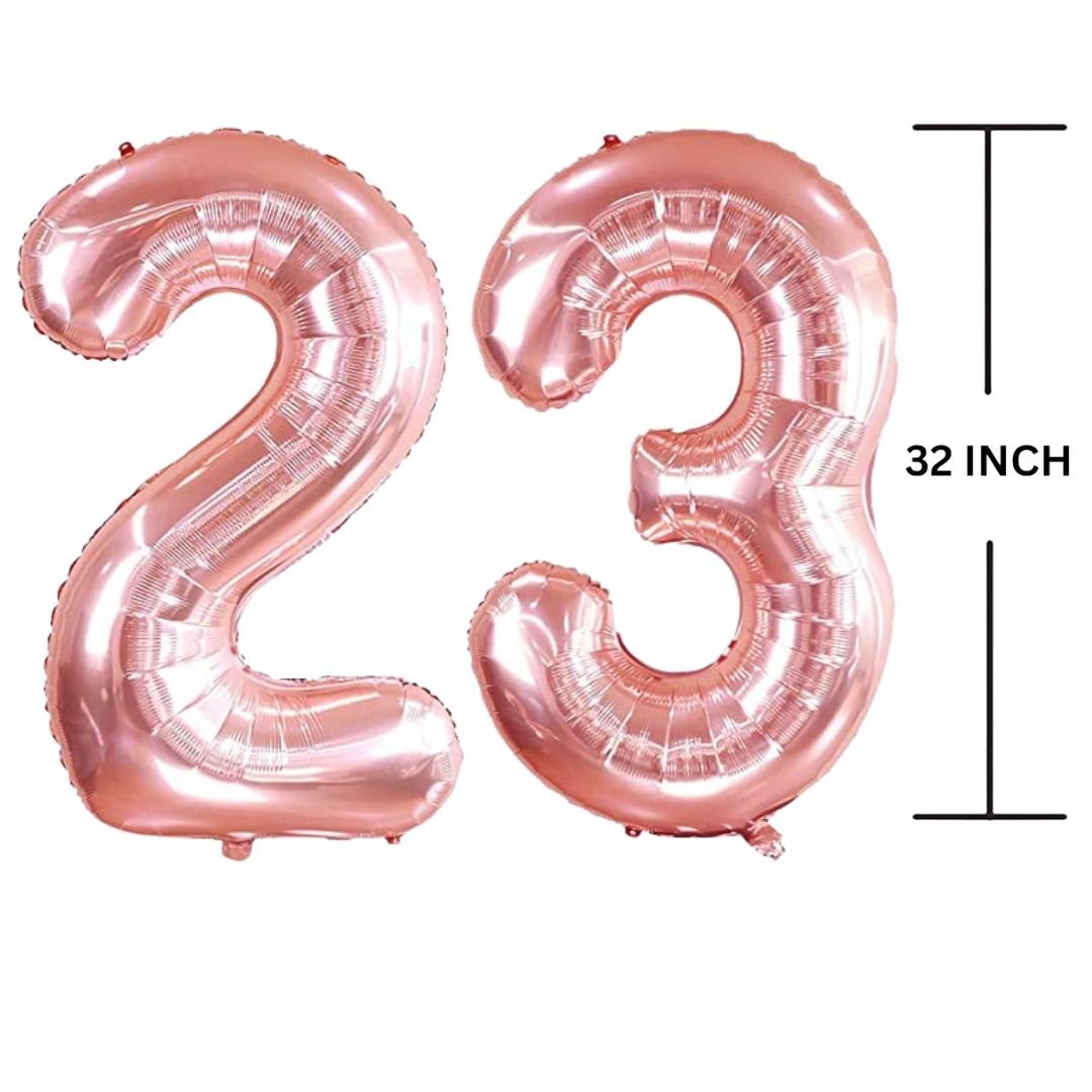 32 Inches ROSE GOLD Number Balloon Air or Helium Compactable Balloon for Party Decoration, Birthday, Anniversary