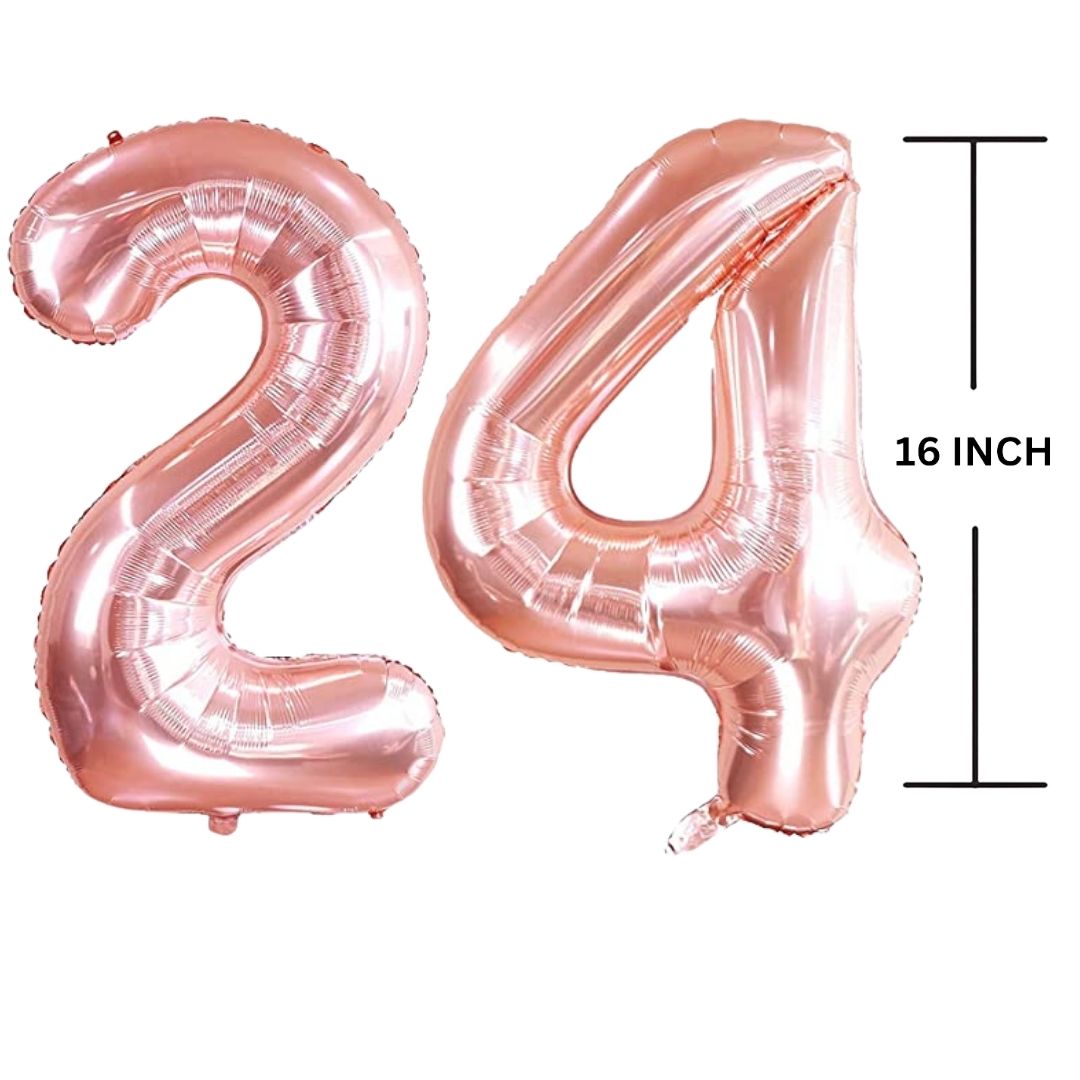 16 Inches ROSE GOLD Number Balloon Air or Helium Compactable Balloon for Party Decoration, Birthday, Anniversary